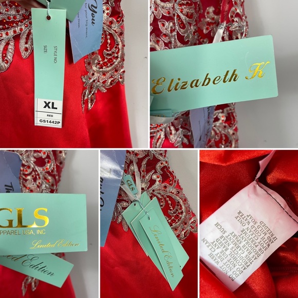 GLS Apparel Elizabeth A-Line Short Dress NWT Jewel Neck Sleeveless Satin Red XL - Picture 12 of 16